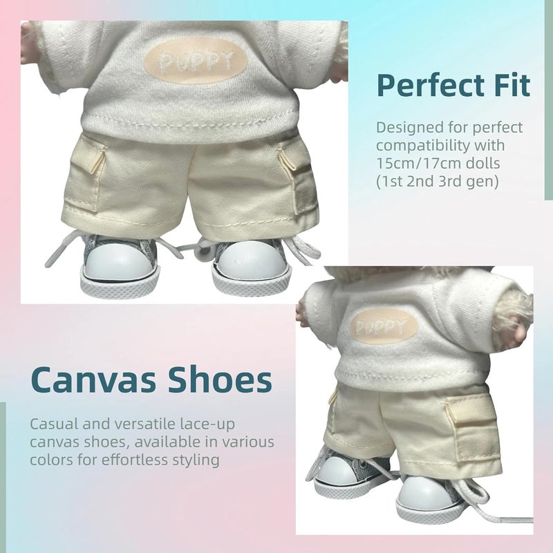 QIXINGWISE Store 17cm Dolls Shoes, Lace-Up Canvas Sneakers Mini Shoes for 17cm Dolls, Fingerboard Shoes, Mini Finger Shoes, Clothing Accessory for 6.7in Dolls (1 Pair of Blue) - Image 2